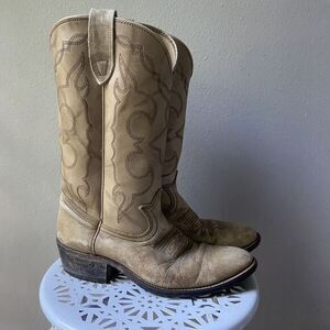 Laredo Brown Leather Roper Cowboy Western Boots Men's Size 8‎ D Style 6439 USA